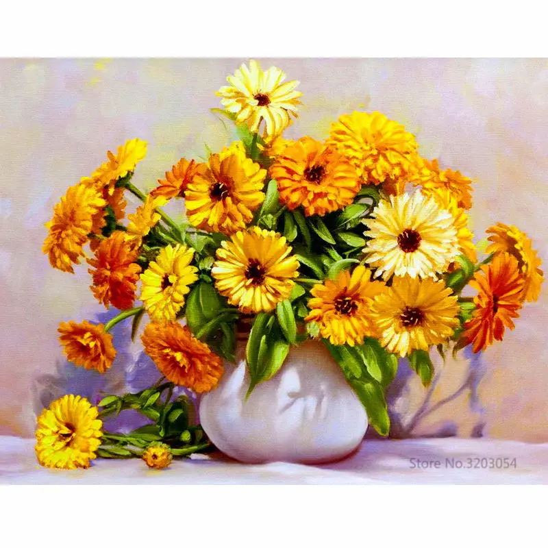 

CHUNXIA Framed DIY Painting By Numbers Colorful Flower Acrylic Painting Modern Picture Home Decor For Living Room 40x50cm RA3501
