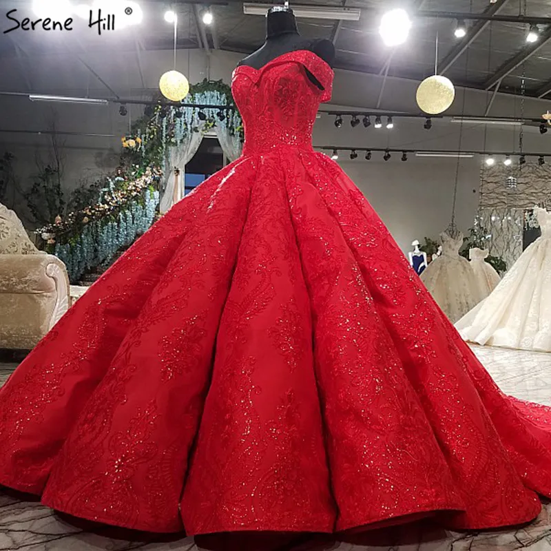 Красное платье с открытыми плечами пикантные блестящие Роскошная свадебная одежда High-end блестками Винтаж без рукавов свадебное платье с настоящей фотографией