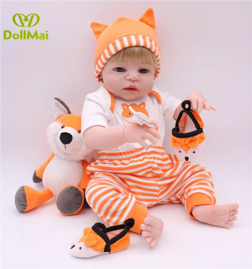 Кукла DollMai Bebe 55 см силиконовая кукла reborn boy детский подарок с лисой одежда
