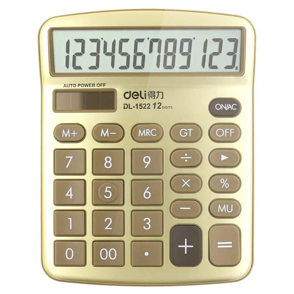 Luxury Gold Office Electronic Calculator Solar Calculdora Desktop