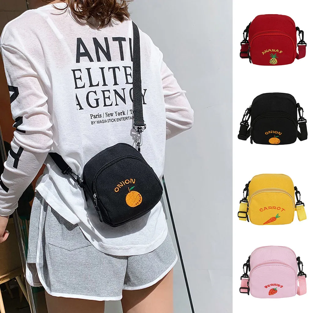 

Bags For Women 2019 Summer Casual Crossbody Square Pack Pineapple Fruit Print Shoulder Messenger Bag Canvas Bag sac main femme