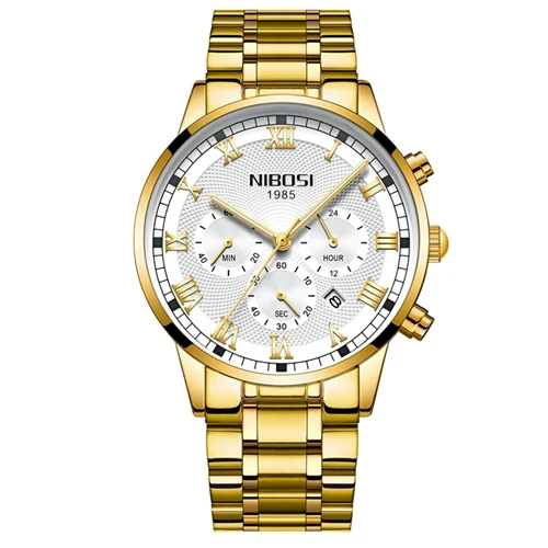 NIBOSI часы мужские золотые Relogio Masculino кварцевые часы Montre Homme Reloj Hombre водонепроницаемые Роскошные брендовые деловые наручные часы - Цвет: 2326