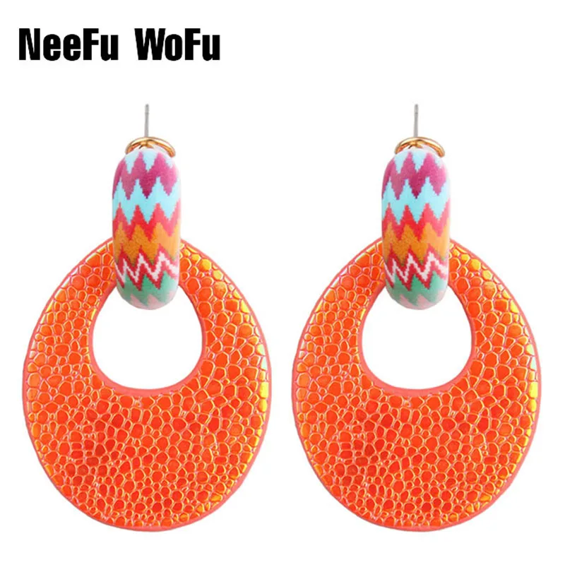 NeeFu WoFu Flash кожа серьги большие для женщина капли воды Длинные Brincos Oorbellen Leopard