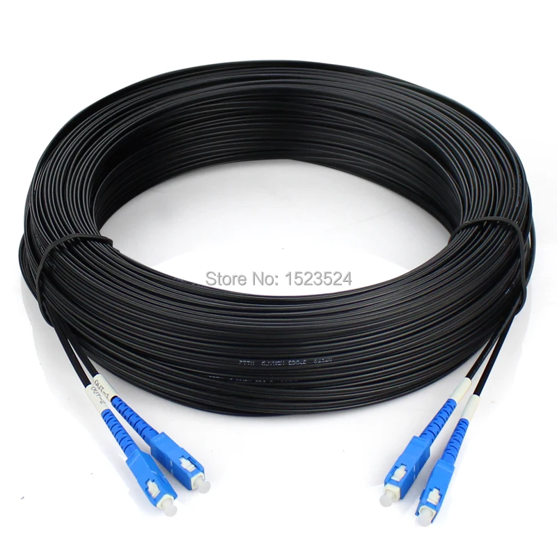 

300M Outdoor SM DX FTTH Fiber Optic Drop Cable Patch Cord SC to SC Singlemode Duplex SC-SC 300 Meters Drop Cable Patch Cord
