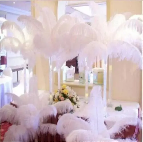 

Natural White Ostrich Feathers 30-35cm / 12"-14" 50 pcs Feather Plume Craft Supplies Wedding Party Table Centerpieces Decoration