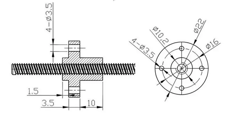 T8 300mm Stainless Steel Lead Screw Set with Shaft Coupling and Mounted Ball Bearing