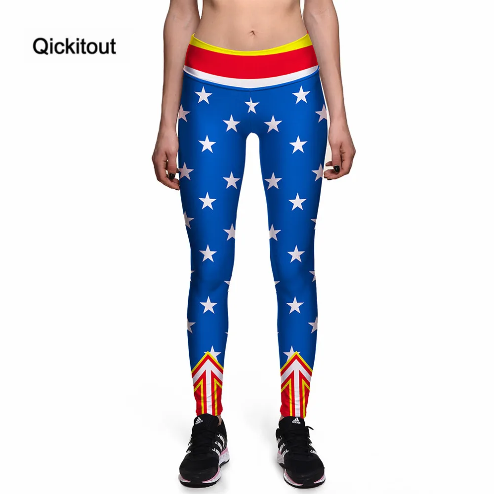 

Qickitout Leggings Women's Sexy Captain America Flag Against 3D Print PANTS Women High waist Pants Trousers Fitness plus size