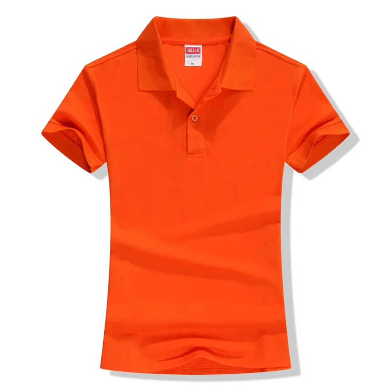 Новинка, летняя брендовая однотонная женская рубашка поло, тонкая рубашка с коротким рукавом, рубашка поло, Женская Повседневная рубашка YY417 - Цвет: orange