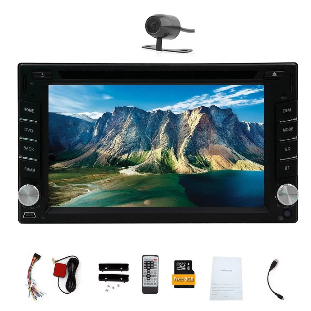6 2 &quotдвойной 2DIN автомобильный DVD CD плеер Bluetooth Сенсорный экран стерео радио в тире