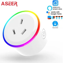 ASEER wifi умная розетка AU Plug AC100-240V wifi розетка 10A RGB светодиодный режим сцены+ Функция таймера работает с Alexa/Google home/IFTTT