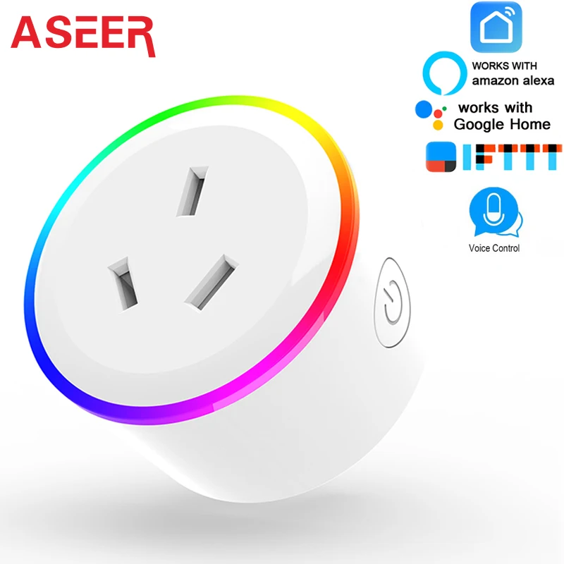 Умная розетка ASEER Wi Fi AU AC100 240V WIFI 10A RGB светодиодные режимы сцены + Функция таймера