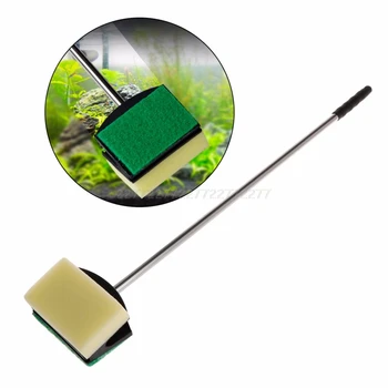 

Cleaning Brush Double Face Sponge Fish Tank Aquarium Glass Algae Remover Scraper Long Steel Handle Cleaner Tool J02 19