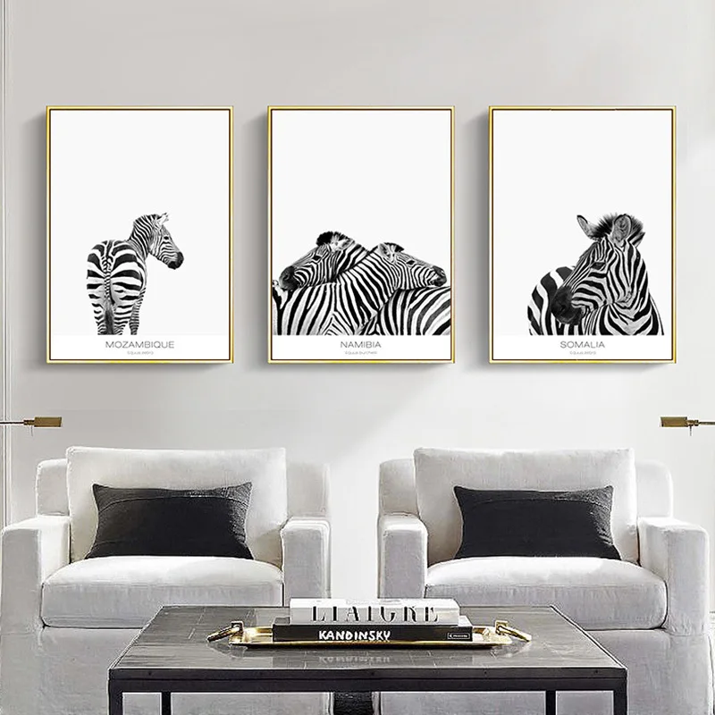 

SURELIFE Black and White Zebar Poster African Wild Animal Canvas Paintings Wall Prints Art Pictures for Living Room Home Decor