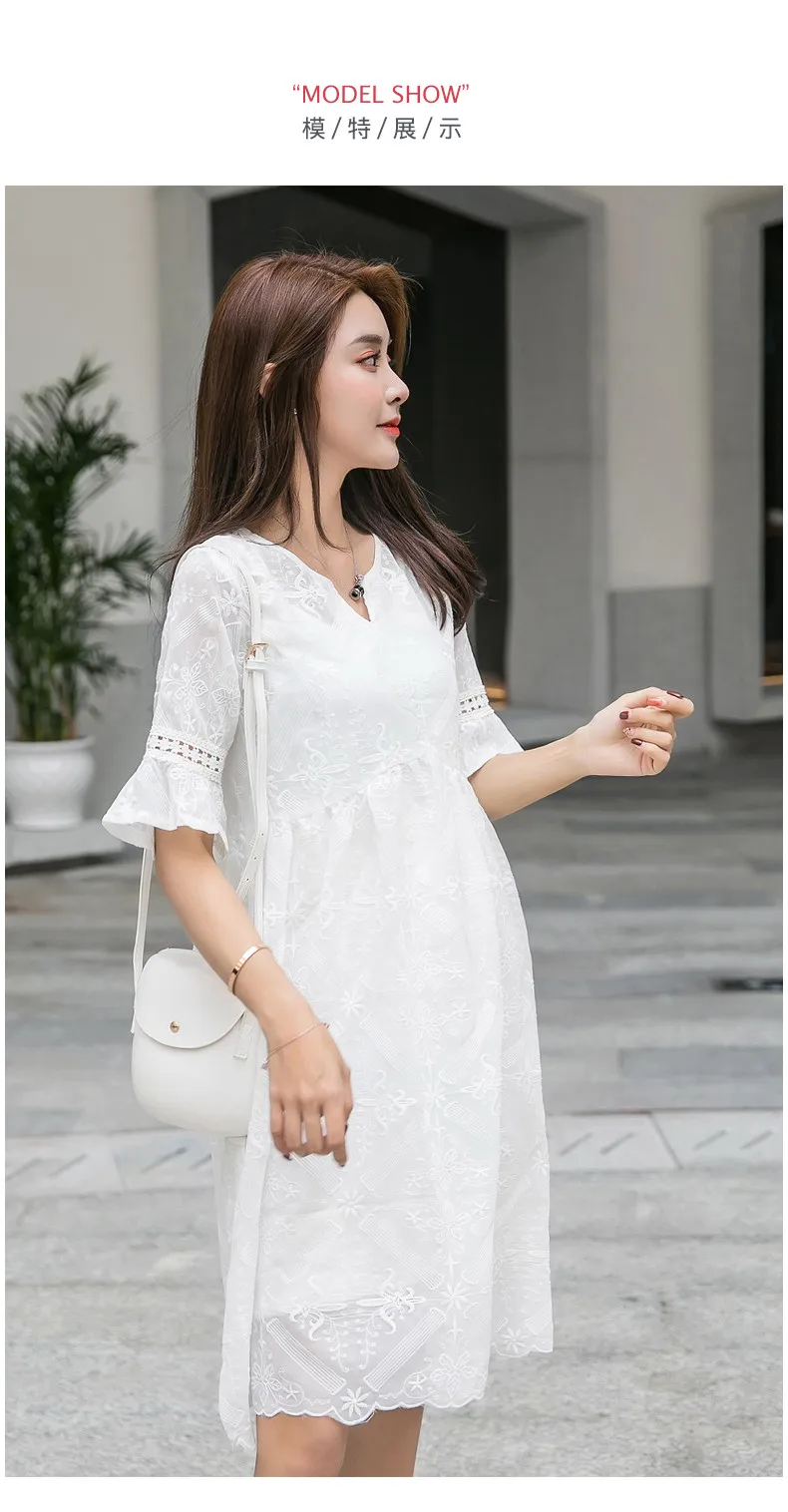 Sundress for pregnant women high waist Slim  lace skirt maternity dress two-piece Summer maternity clothes (11)
