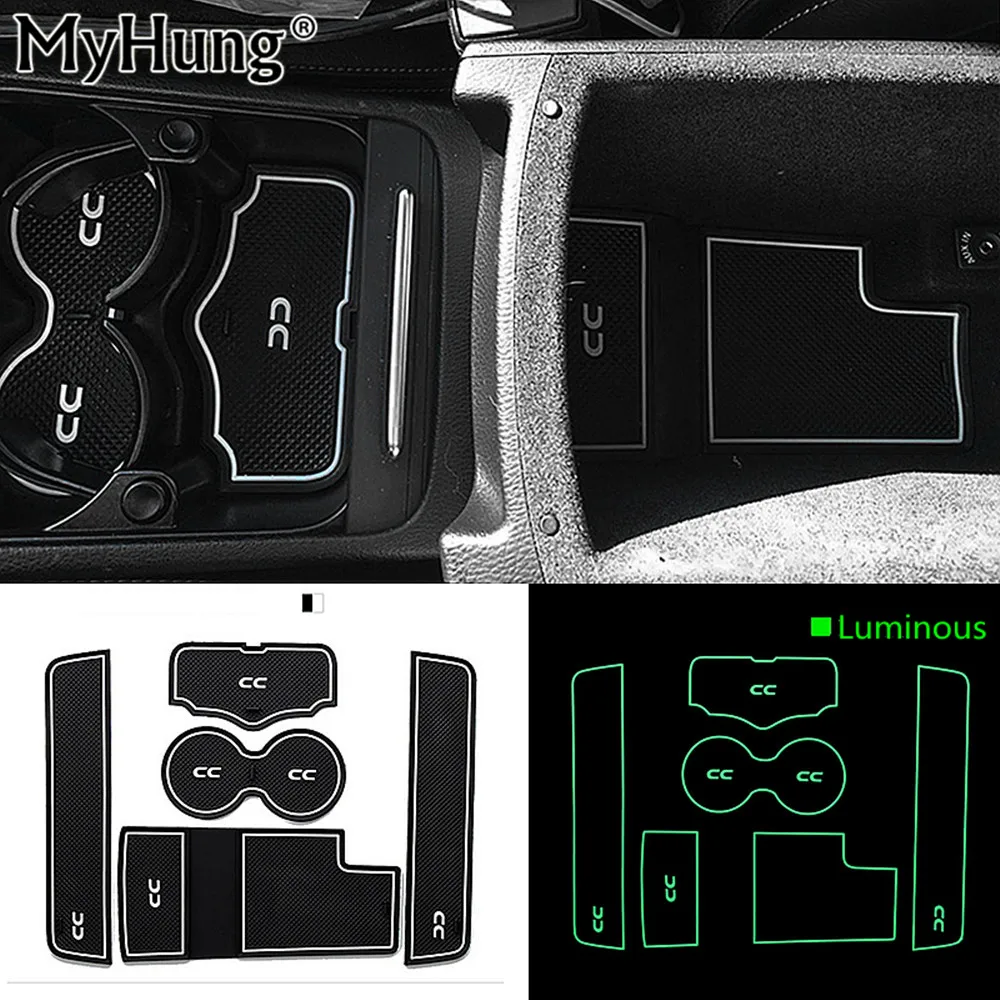 

Anti-slip Non-slip Cup Holder Sticker Gate Slot Pad Door Groove Mat for Volkswagen VW CC 2010 2011 2012 2013 2014 2015 2016