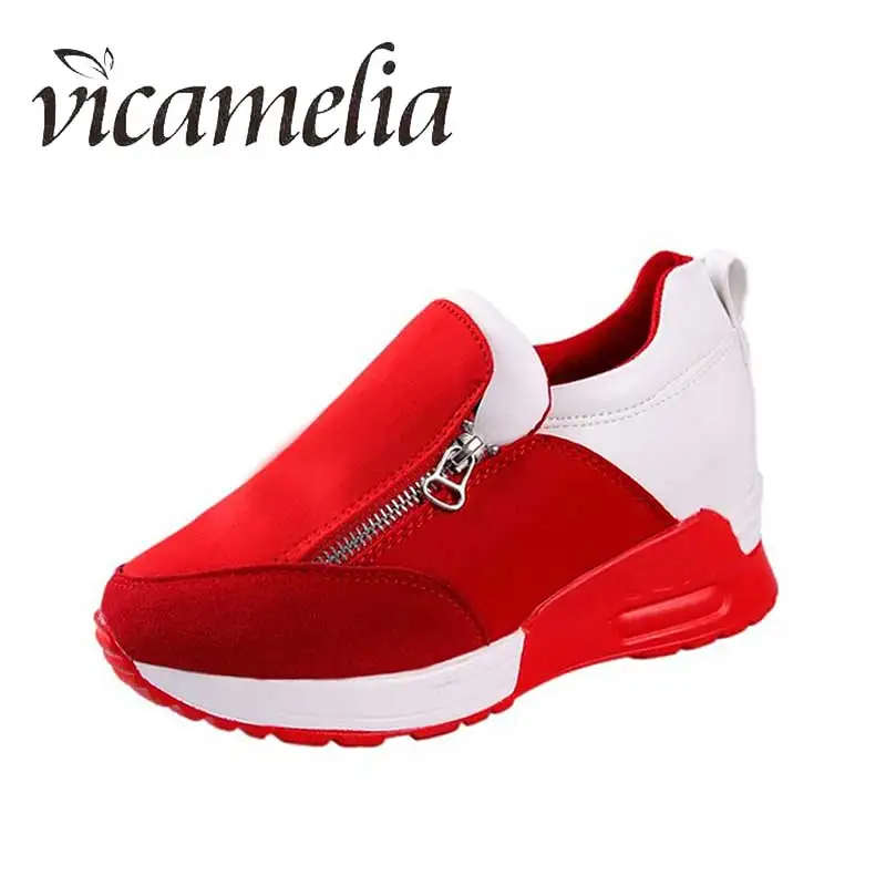 

Vicamelia 2019 Spring Casual Flat Shoes Women Ladies Sneakers With Platform Fashion Woman Zipper Shoes Plus Size 284