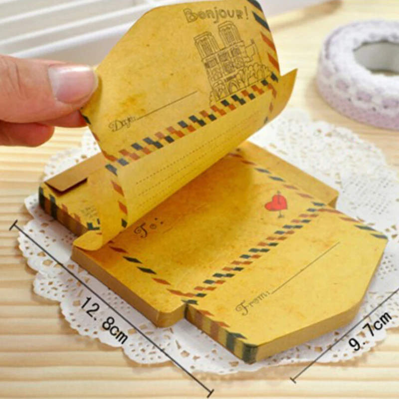 5 Sets/lot Mini Envelope Shape Memo Pad 2 in 1 Writing Pads Foldable