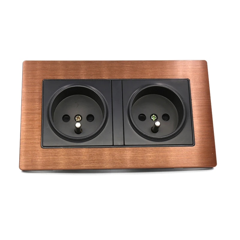 

Hifi Audio Duplex Rhodium EU Schuko Wall Socket with 24K Gold Plated Phosphor Bronze