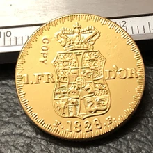 1828 ДАНИЯ 1 Фредерик VI 22K позолоченная копия монеты|coin coins|coin goldcoin