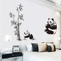 Черный panda бамбуковые стены Стикеры Винил DIY арт стены таблички для гостиной и спальни детская комната отделка стен Стикеры s