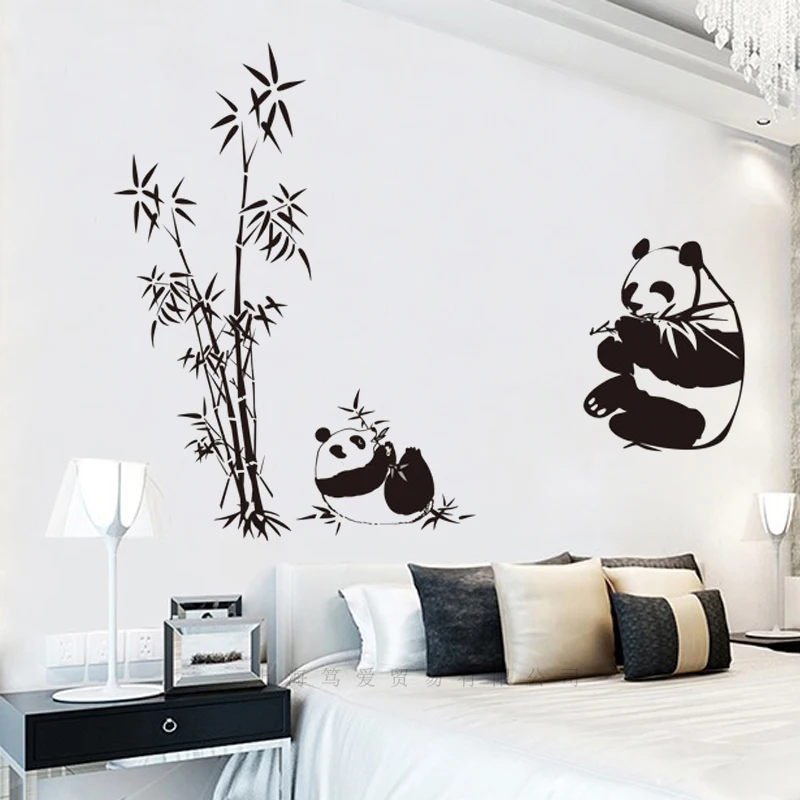 Black panda bamboo Wall Sticker Vinyl DIY art wall decals For drawing