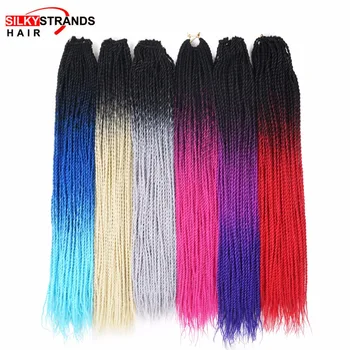 Fili setosi Ombre Intrecciare i capelli Torsione senegalese Estensioni dei capelli all'uncinetto Trecce sintetiche all'uncinetto Colori grigi biondi