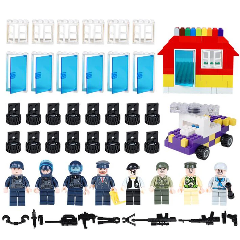 

DIY Car Figures Window Wheels Weapons Bricks Accessories Bricks Complement Blocks Educational Toy Compatible With Blocks