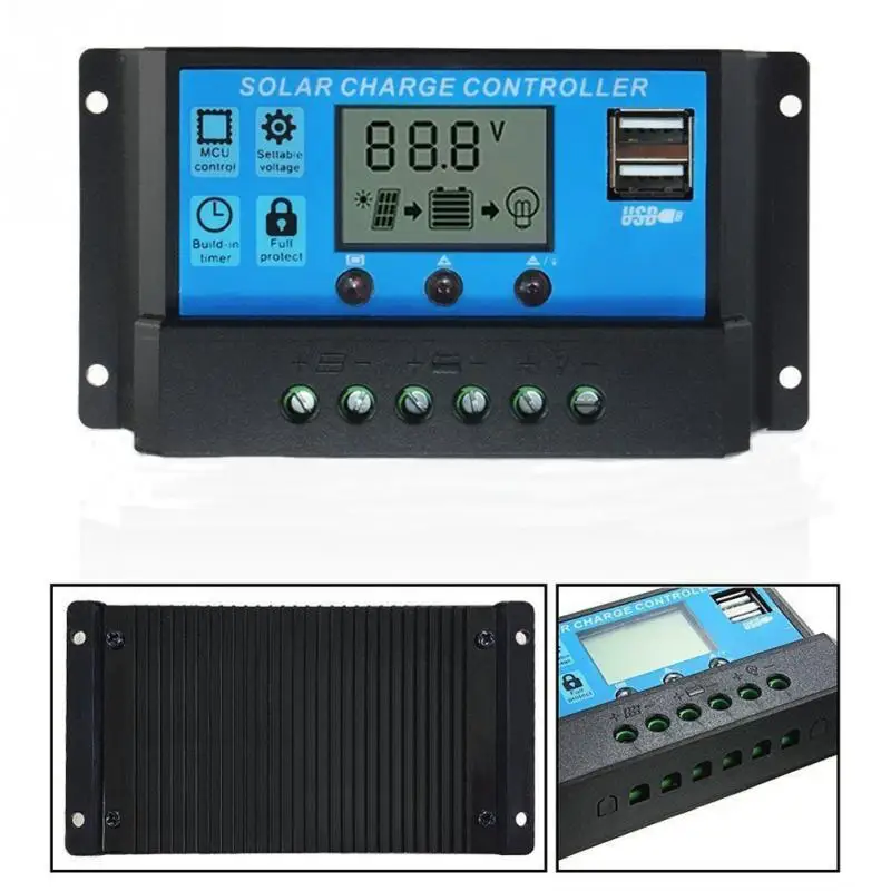 

10A Solar panels Battery Charge Controller 10/20/30 Amps lamp Regulator Timer 12V 24VSolar panels Battery Charge Controller
