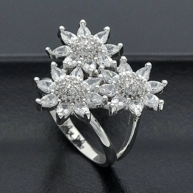 

Famous Flower AAA CZ Engagement Wedding Party Rings for Women Jewelry Best Friend Gift