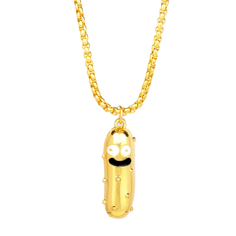MOCHUN Рик и Морти ожерелье золотой огурец растительный Металл Эмаль ожерелье для женщин мужчин ювелирные изделия подарок-30