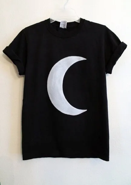 2015 New Fashion Black T Shirt For Man&Women Letter Moon Print Loose Casual Tops sport harajuku 