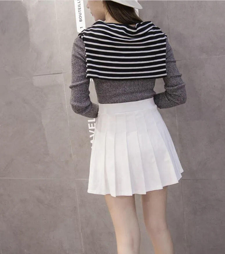 Women high waist pleated skirt Sweet Cute Girls Dance Mini Skirt Cosplay black white skirt kawaii Female Mini Skirts Short