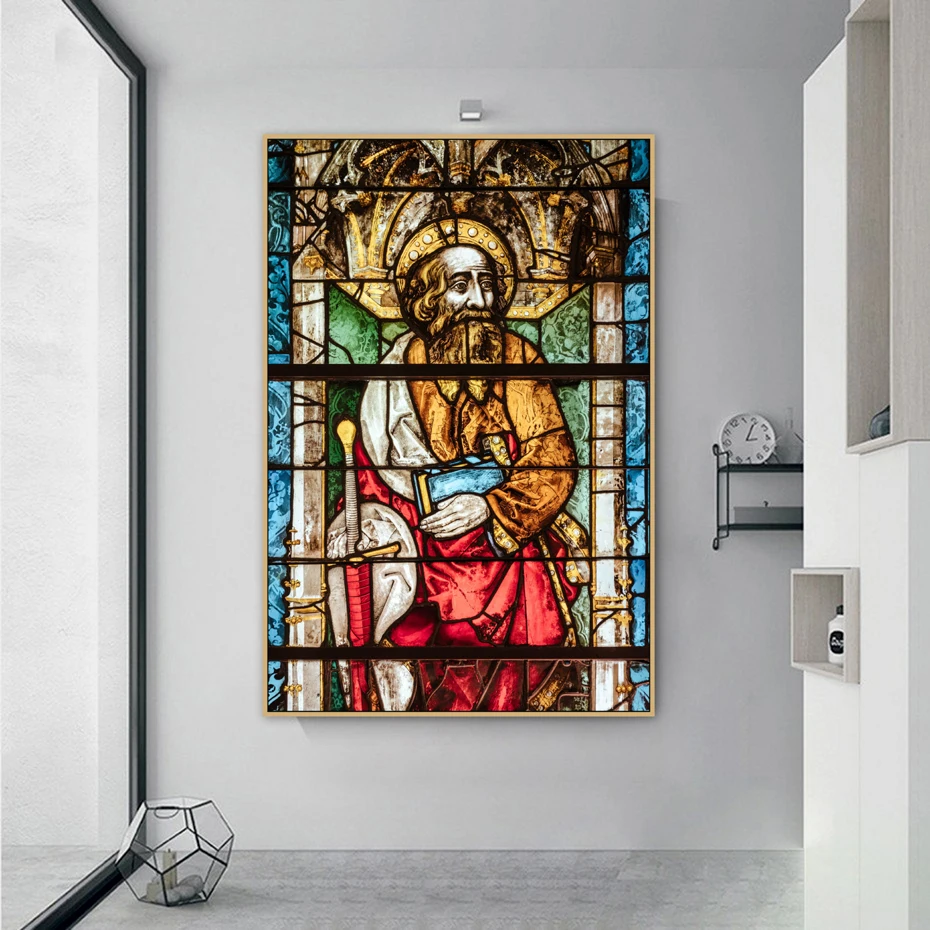 

Stained Glass Church Graffiti Street Mural POP Wall Art Canvas Painting Posters and Prints Pictures for Living Room Home Decor