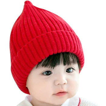 

Cute Solid Infant Baby Beanie Knitting Girls Beanie Hat Double Layer Warm Toddler Hat For Boys Autumn Baby Girls Clothing 3-12M