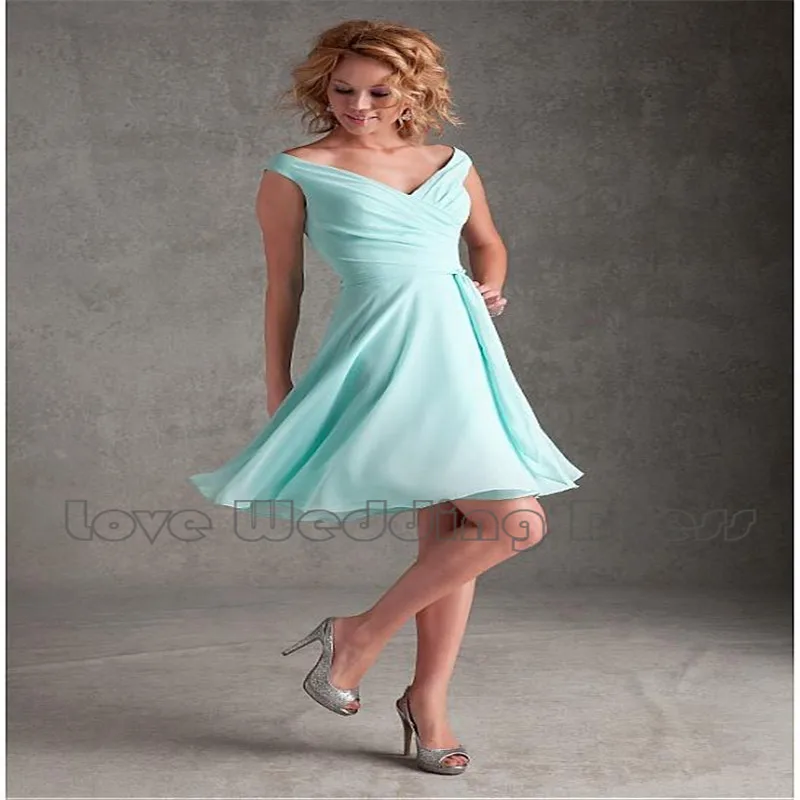 Chiffon Criss Cross V Neck Short font b Bridesmaid b font font b Dresses b font