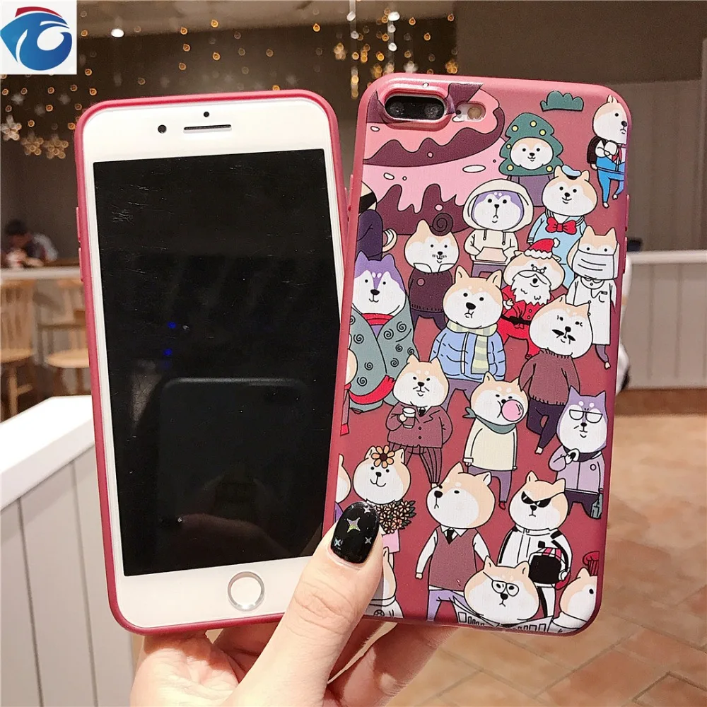 Cute puppy shell For iPhone 6S 7S 7Plus 7Plus 8 Plus XRXS MaxProject Soft shell airbag bracket   TPU Protection Anti-fall Phone case5