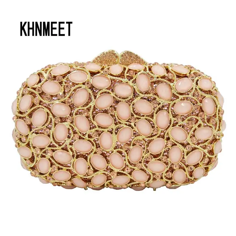 Rose Gold Fashion Chain Clutch Evening Bag champagne Luxury Party Prom banquet Purse Ladies Day ...