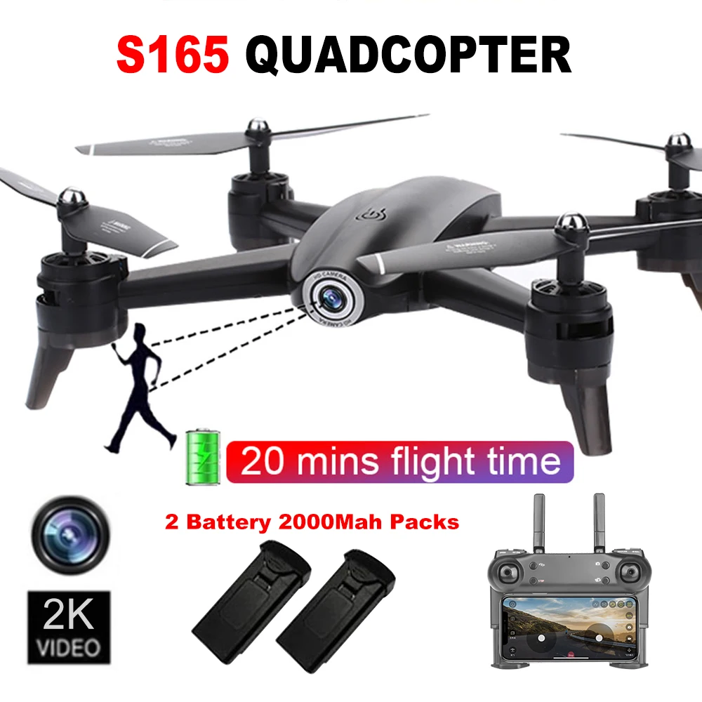 

2K Camera Drone RC Airplanes 3D Quadcopter Headless 2.4GHz FPV Gesture Photo Optical Flow Positioning With Extra Battery