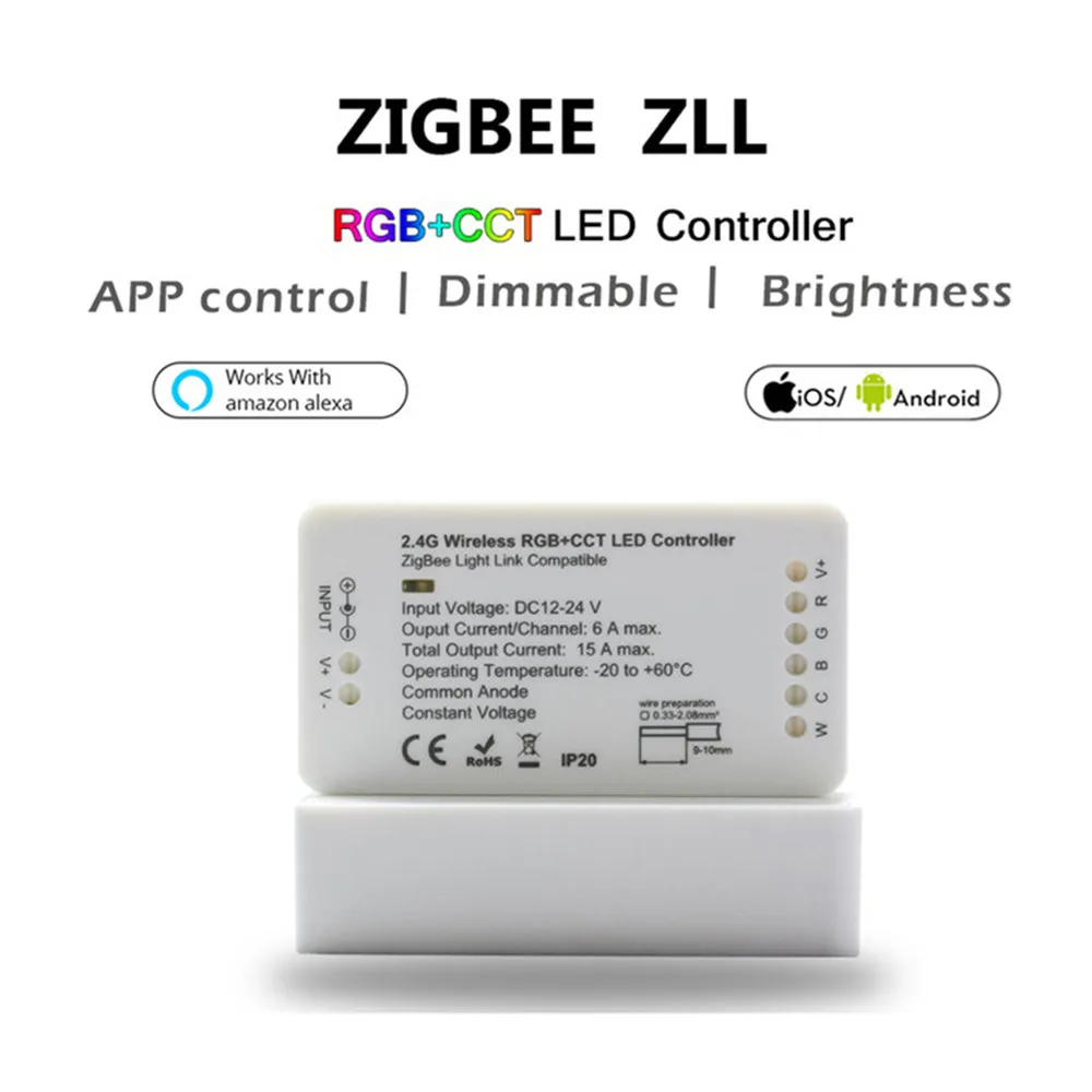 Светодиодный контроллер ZIGBEE ZLL RGB + CCT RGBW WWCW светодиодный с приложением DC12/24V