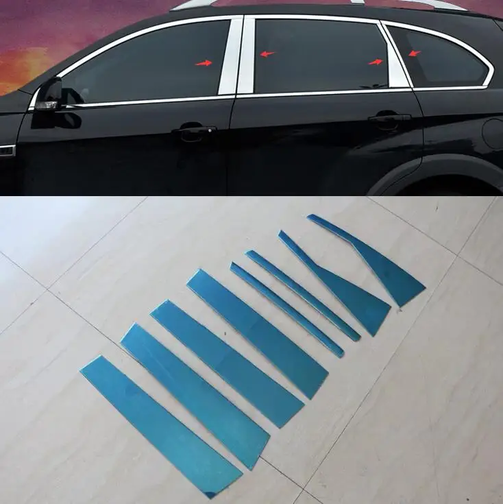 8pcs Chrome Central Window Pillar Posts Cover Trim For Chevrolet Captiva 2012 2013 2014 2015 font