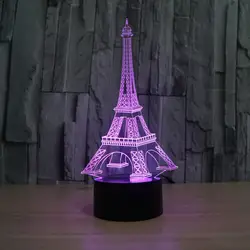 3D Атмосфера лампы 7 цветов Изменение визуальную иллюзию светодиодные лампы декор Эйфелева башня Главная Украшение стола для детского