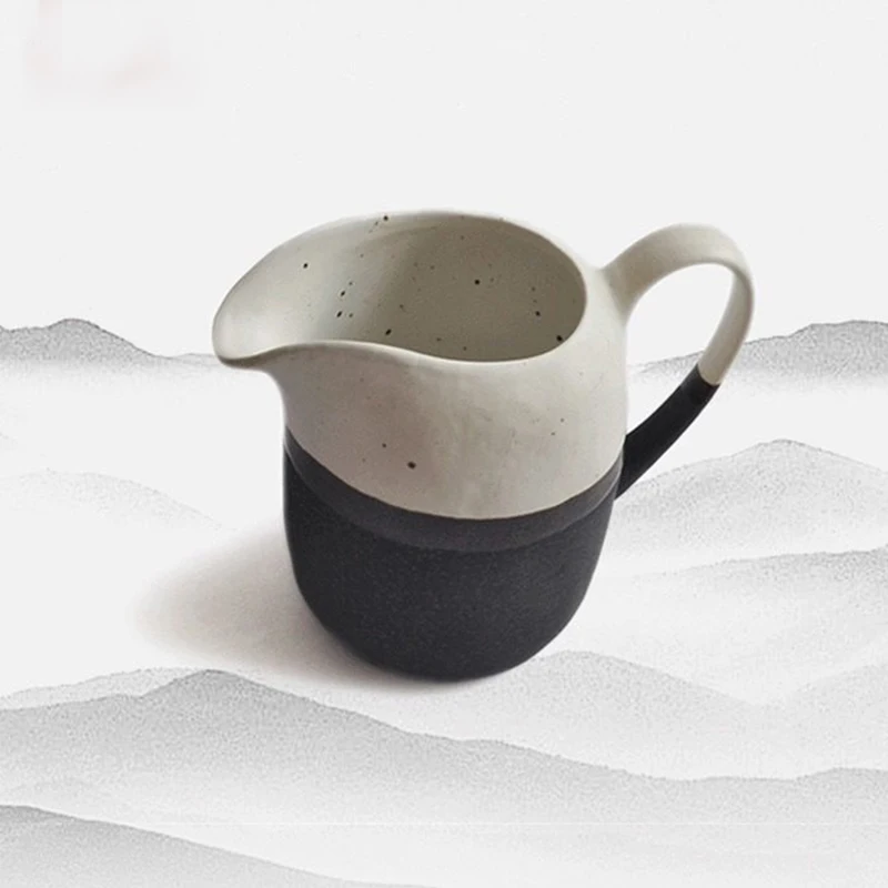 

200ML Japanese-style Ink Ceramic Rough Pottery Office Cafe Coffee Milk Pot Fruit Juice Water Kettle Kung Fu Tea Set Fair Cup