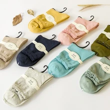 Партия из 5 пар, однотонные Хлопковые женские повседневные носки с дырками, пять цветов