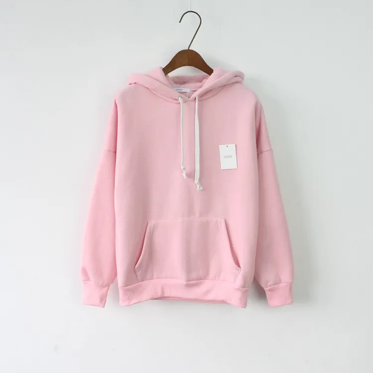 Candy Color Cute Hoodie Sweatshirt Women Autumn Winter Fleece Hoodie