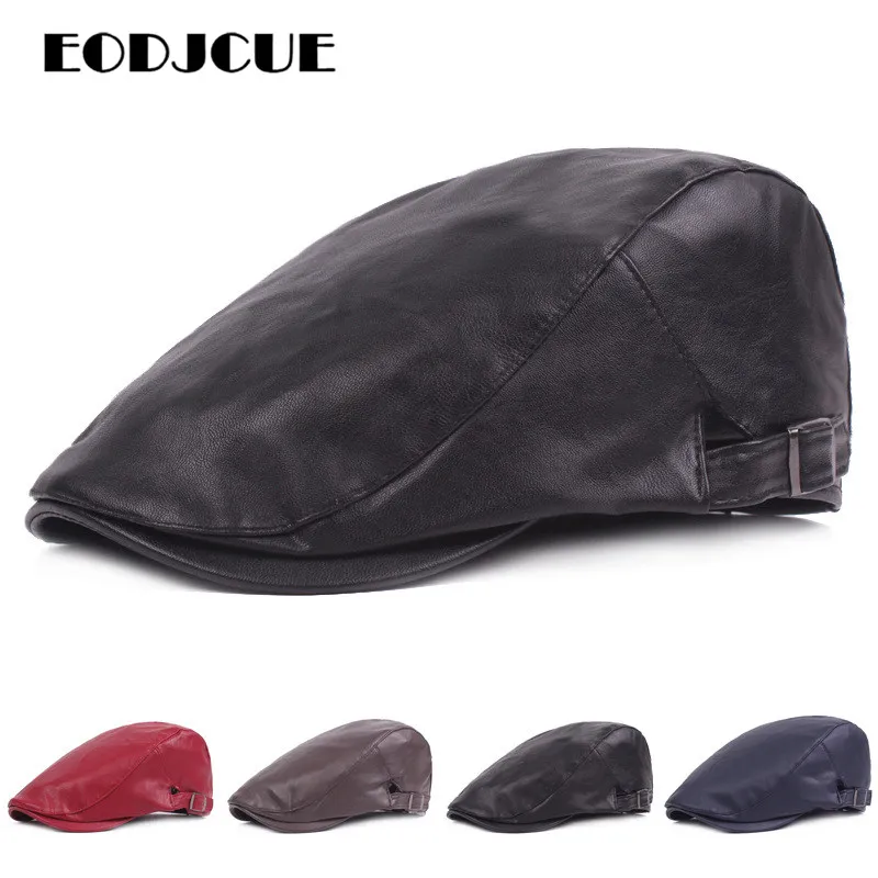 leather cabbie hat