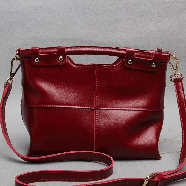 Casual retro color designer women handbags high quality detachable handle zipper ladies Genuine Leather Shoulder & Crossbody Bag