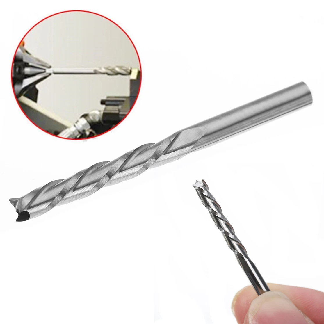 1/8" Shank Milling Cutter 3 Flute Router CNC Drill Bit End Mill 38mm Tools Sets 
