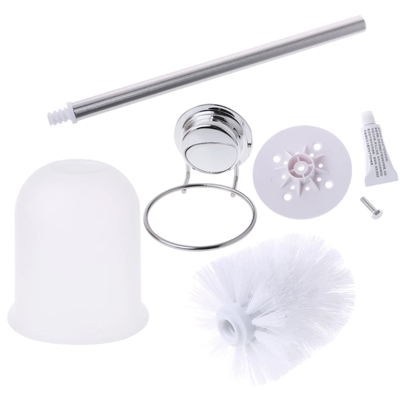 Suction Cup Toilet Bowl Brush Holder Set Bathroom Stainless Steel Wall