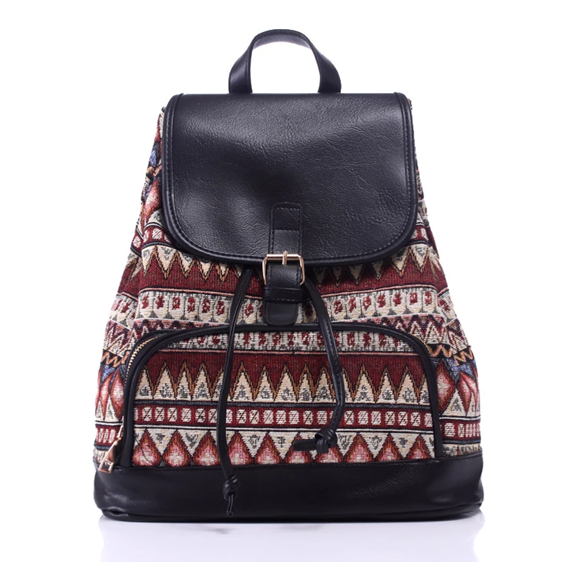 

Personality Bohemia Travel Backpack Women Large Capacity Canvas Shoulder Schoolbags Ethnic Preppy Style Rucksack mochilas