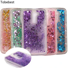 Coração estrela deriva areia brilho dinâmico líquido suave tpu phone case sfor lg k10 k 10 k420n k430 k430ds 5.3 voltar tampa do telefone lte saco